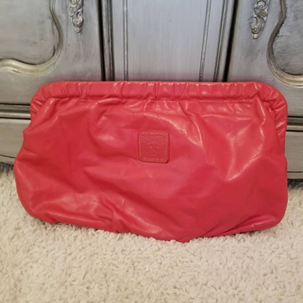 Anne Klein for Calderon Red Leather Purse Clutch - Picture 5 of 10